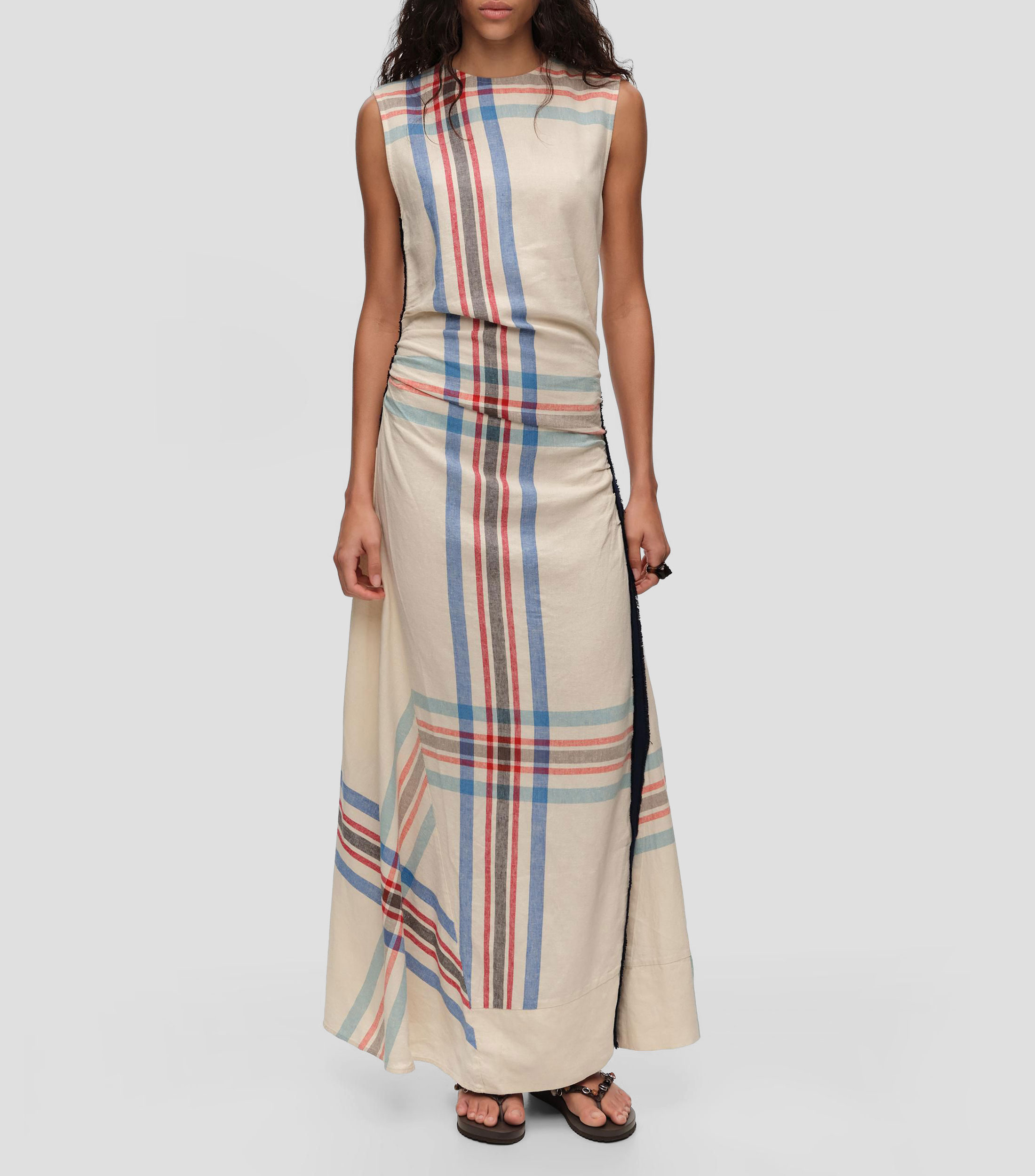 Vestido largo a rayas Mujer